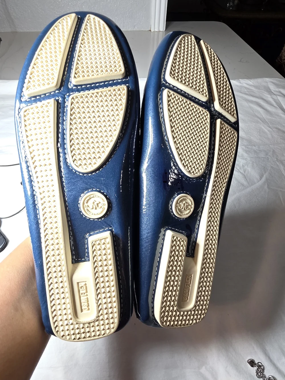 Johnston & Murphy Women's Metallic Navy Patent Leather Loafers